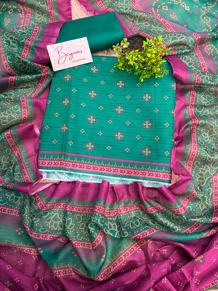 PRINTED LAWN SUIT - SHIRT FABRIC 3 meters - Bottom 2.5 meters - Dupatta 2.5 meters