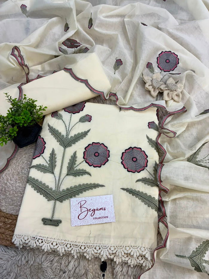 Pure cotton cambric suits with beautiful mughal boota embroidery